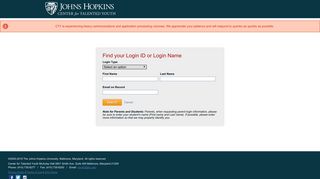 Login ID or Login Name - MyCTY | JHU CTY - Johns Hopkins University