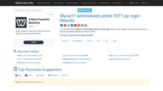 Mycw17 eclinicalweb portal 1071 jsp login Results For Websites Listing