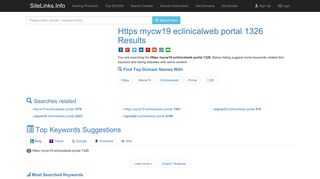 Https mycw19 eclinicalweb portal 1326 Results For Websites Listing