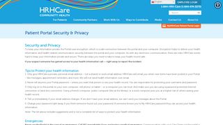 Patient Portal Security & Privacy - HRHCare HRHCare