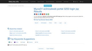 Mycw31 eclinicalweb portal 3253 login jsp Results For Websites Listing