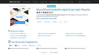 Mycw39 eclinicalweb region3 jsp login Results For Websites Listing