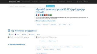 Mycw80 ecwcloud portal10523 jsp login jsp Results For Websites Listing