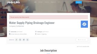 Water Supply Piping Drainage Engineer 2353536 | Job vacancies ...