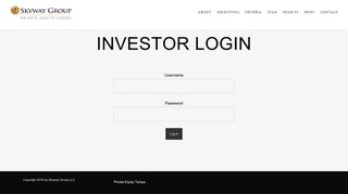 Investor Login - Private Equity Tampa FL - skywaycapital