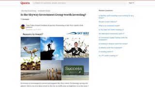 Is the Skyway Investment Group worth investing? - Quora