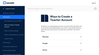 Ways to Create a Teacher Account – Newsela | Support Center