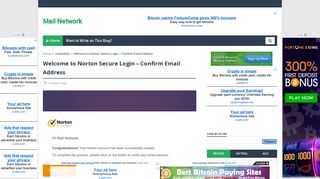 Welcome to Norton Secure Login – Confirm Email Address - Mail ...