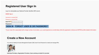 Registered User Sign In Log in to view/update your National Provider ...
