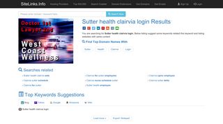 Sutter health clairvia login Results For Websites Listing - SiteLinks.Info