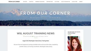 WSL August Training News – From Our Corner