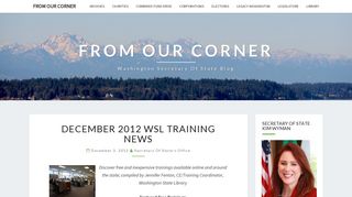 December 2012 WSL Training News – From Our Corner