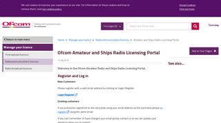 Ofcom Amateur and Ships Radio Licensing Portal - Ofcom