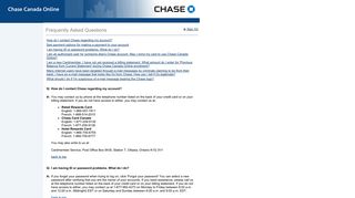Frequently Asked Questions - Chase Canada Online