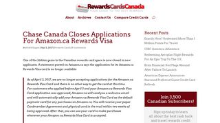 Chase Canada Closes Applications For Amazon.ca Rewards Visa