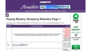 Annika's - Paying Mystery Shopping Page 1