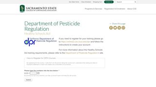 Department of Pesticide Regulation - College of ... - CSUS CCE