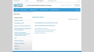 Admission at IGNOU - Registration Status