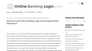 SunTrust Bank Online Banking Login and Routing Number Information