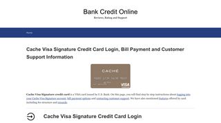 Cache Visa Signature Credit Card Login, Bill Payment and Customer ...