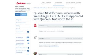 Quicken NEVER communicates with Wells Fargo. EXTREMELY ...