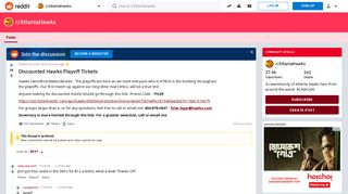 Discounted Hawks Playoff Tickets : AtlantaHawks - Reddit