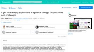 (PDF) Light microscopy applications in systems biology: Opportunities ...