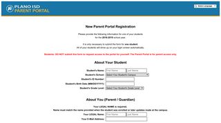 Create New Registration - Plano ISD - Parent Portal for Grades ...