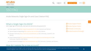 Aruba Networks Single Sign On (SSO) Account and Case Creation FAQ