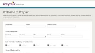 New Supplier Set Up - Wayfair Supplier Extranet