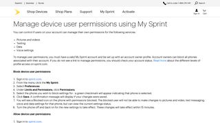 Manage device user permissions using My Sprint | Sprint Support