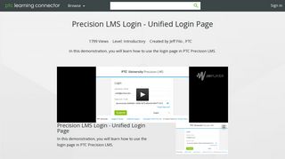 Precision LMS Login - Unified Login Page | PTC Learning Connector