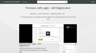 Precision LMS Login - Self-Registration | PTC Learning Connector