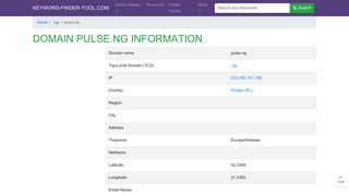 pulse.ng | Domain infomation, DNS analytics | keyword-finder-tool.com