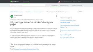 Why can't I get to the QuickBooks Online sign in p ... - Intuit