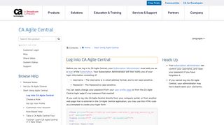 Log into CA Agile Central