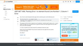 ASP.NET XML Parsing Error: no element found Line Number 1, Column ...