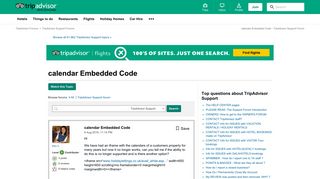 calendar Embedded Code - TripAdvisor Support Forum