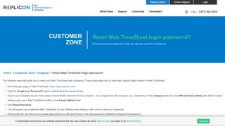 Reset Web TimeSheet login password? - Replicon
