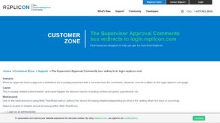 The Supervisor Approval Comments box redirects to login.replicon.com