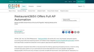 Restaurant365® Offers Full AP Automation - PR Newswire