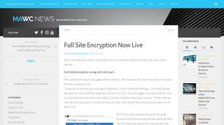Full Site Encryption Now Live – MAWC News