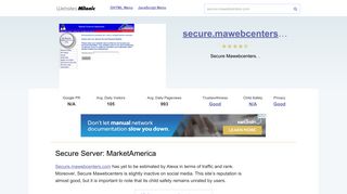 Secure.mawebcenters.com website. Secure Server: MarketAmerica.