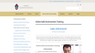 Online Safe Environment Training | Diocese of Lafayette | Lafayette, IN