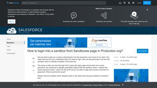 How to login into a sandbox from Sandboxes page in Production org ...