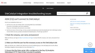 SiteCatalyst integration troubleshooting issues - Adobe Help Center