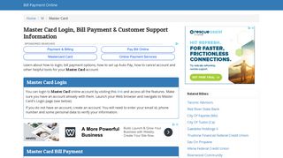 Master Card Login, Bill Payment & Customer Support Information