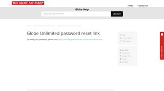 Globe Unlimited password reset link - HappyFox