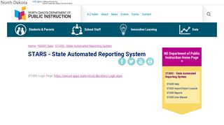 STARS - State Automated Reporting System - North Dakota State ...