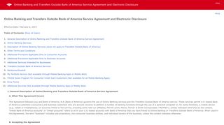 Bank of America | Online Banking | Service Agreement | Printable ...